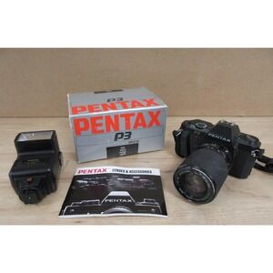 VTG Pentax P3 35mm SLR Film‎ Camera Kit with 70-210mm Lens & Sunpak Flash Bundle